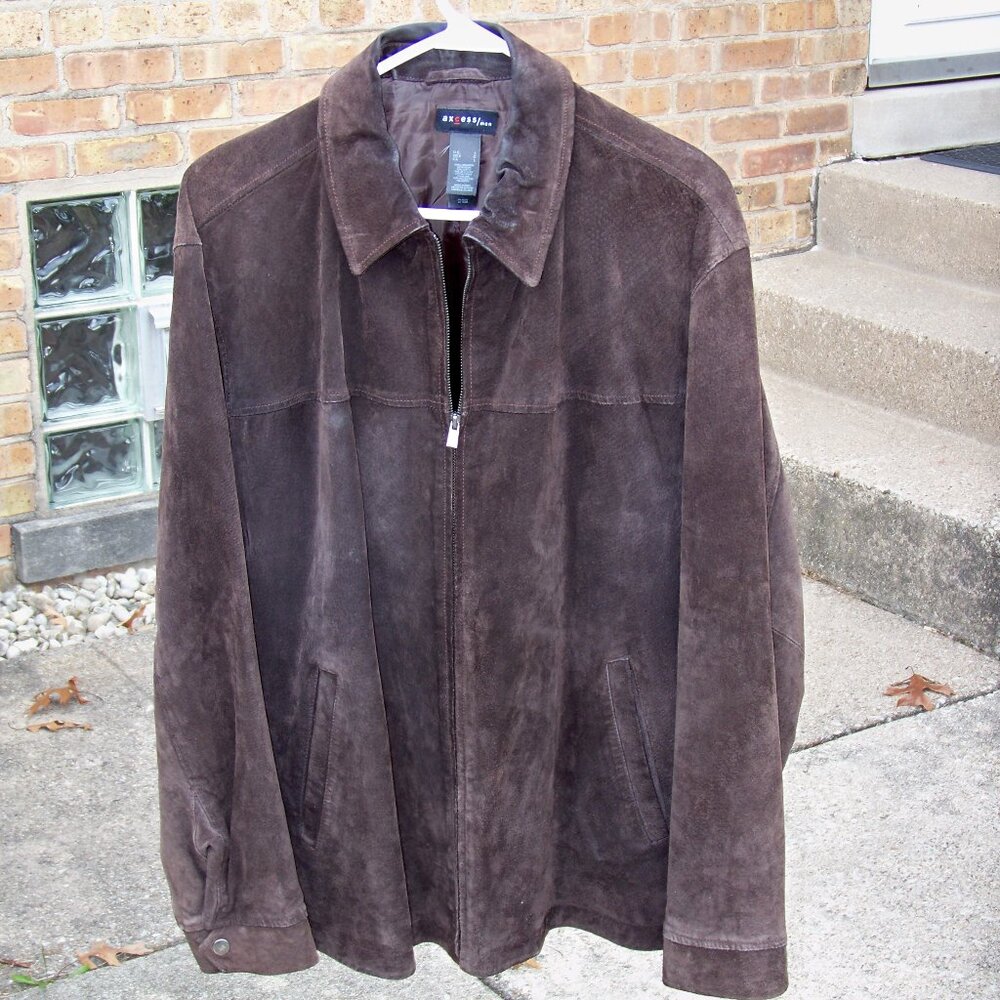 Axcess Men's Dark Brown Suede Jacket, Size L
